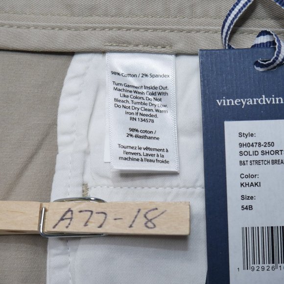 Vineyard Vines Men's Size 54 Stretch Breaker 11" Chino Shorts Khaki/Tan NWT 54B - Picture 5 of 6